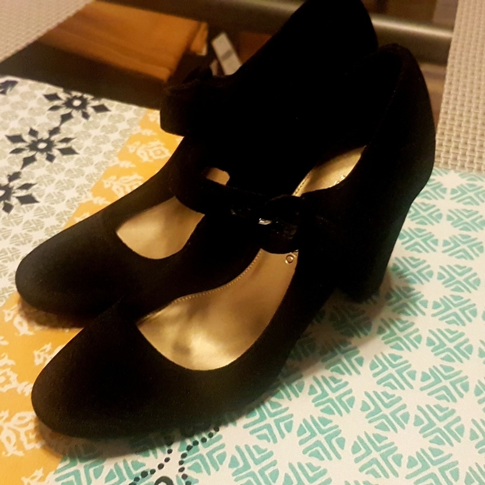 Velvet Black Mary Jane Pumps